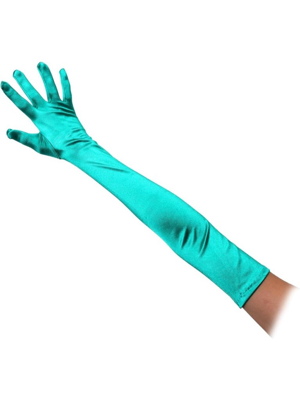 Women's Green Extra Long Super Stretch Elbow Party Bride Quality Satin Gloves